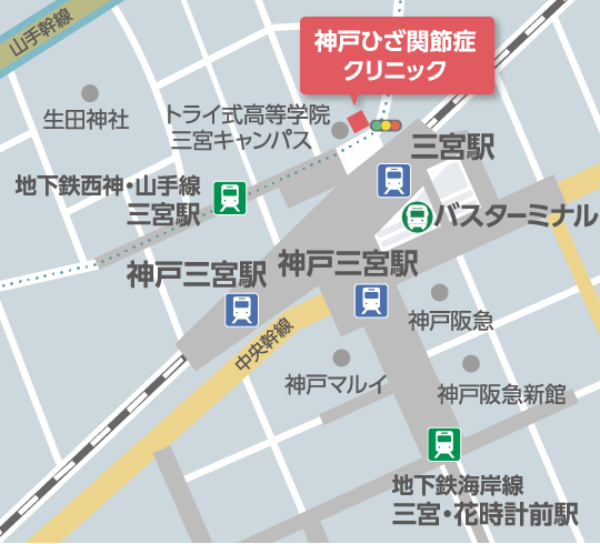 神戸ひざ関節症クリニックの地図